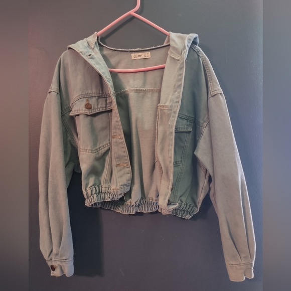 Women's Blue Denim Hooded Jacket - Size S - Picture 5 of 7